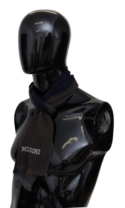 Missoni – Mehrfarbig gestreifter Unisex-Wickelschal aus Wolle mit Fransen