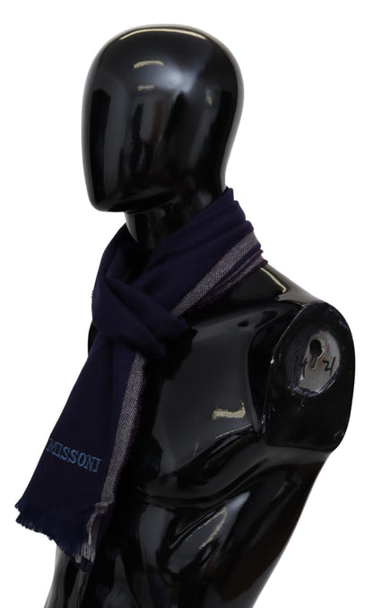 Missoni – Mehrfarbig gestreifter Unisex-Wickelschal aus Wolle mit Fransen