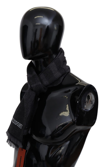 وشاح ميسوني أسود مخطط من الصوف للجنسين