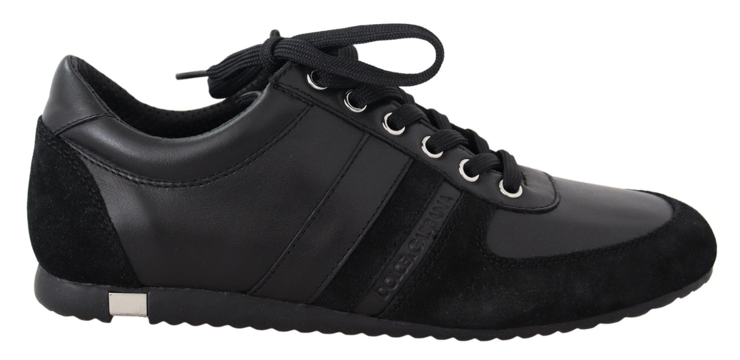 Dolce &amp; Gabbana – Schwarze, lässige Sneakers aus Leder mit Logo