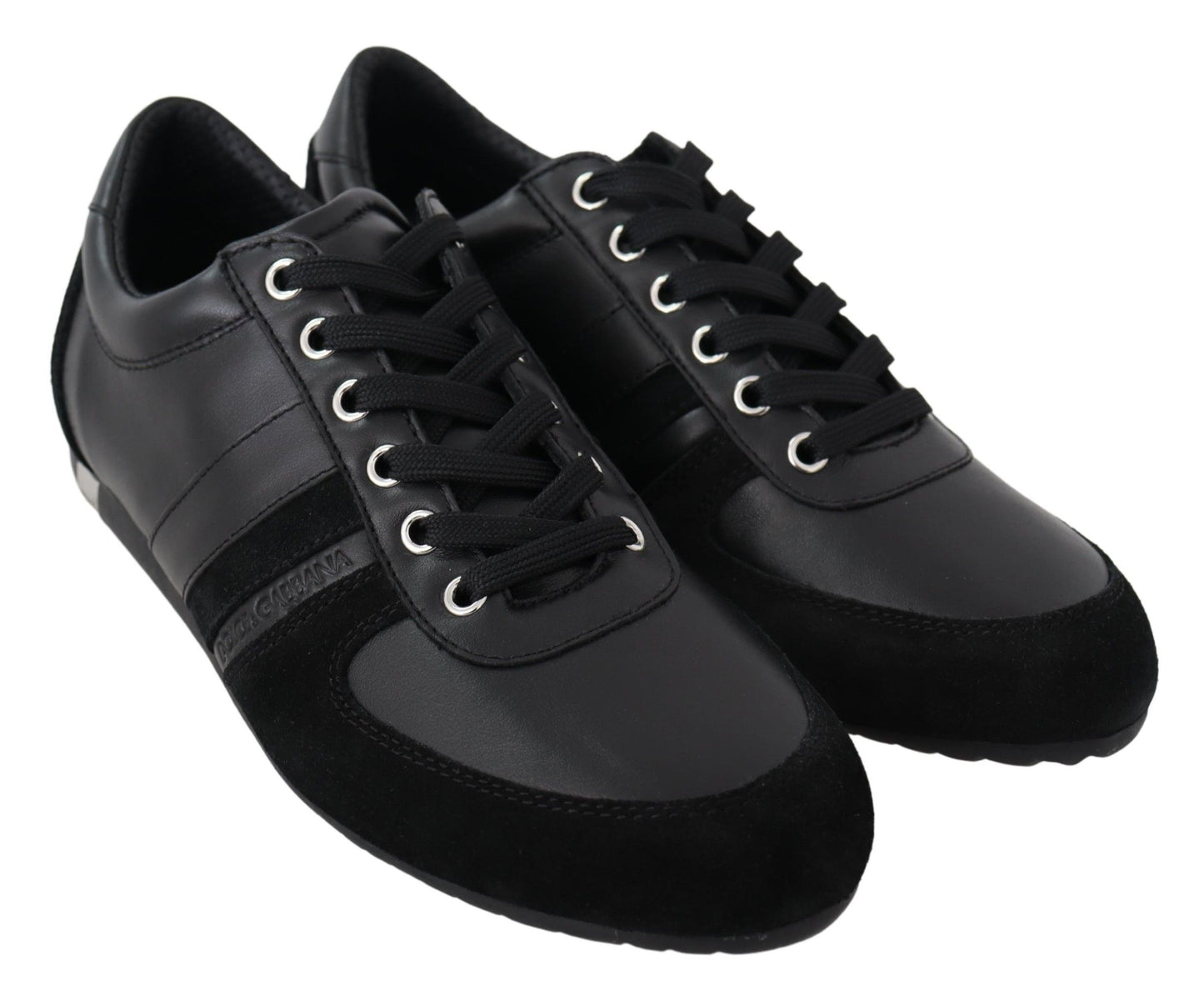 Dolce &amp; Gabbana – Schwarze, lässige Sneakers aus Leder mit Logo