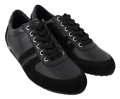 Dolce &amp; Gabbana – Schwarze, lässige Sneakers aus Leder mit Logo
