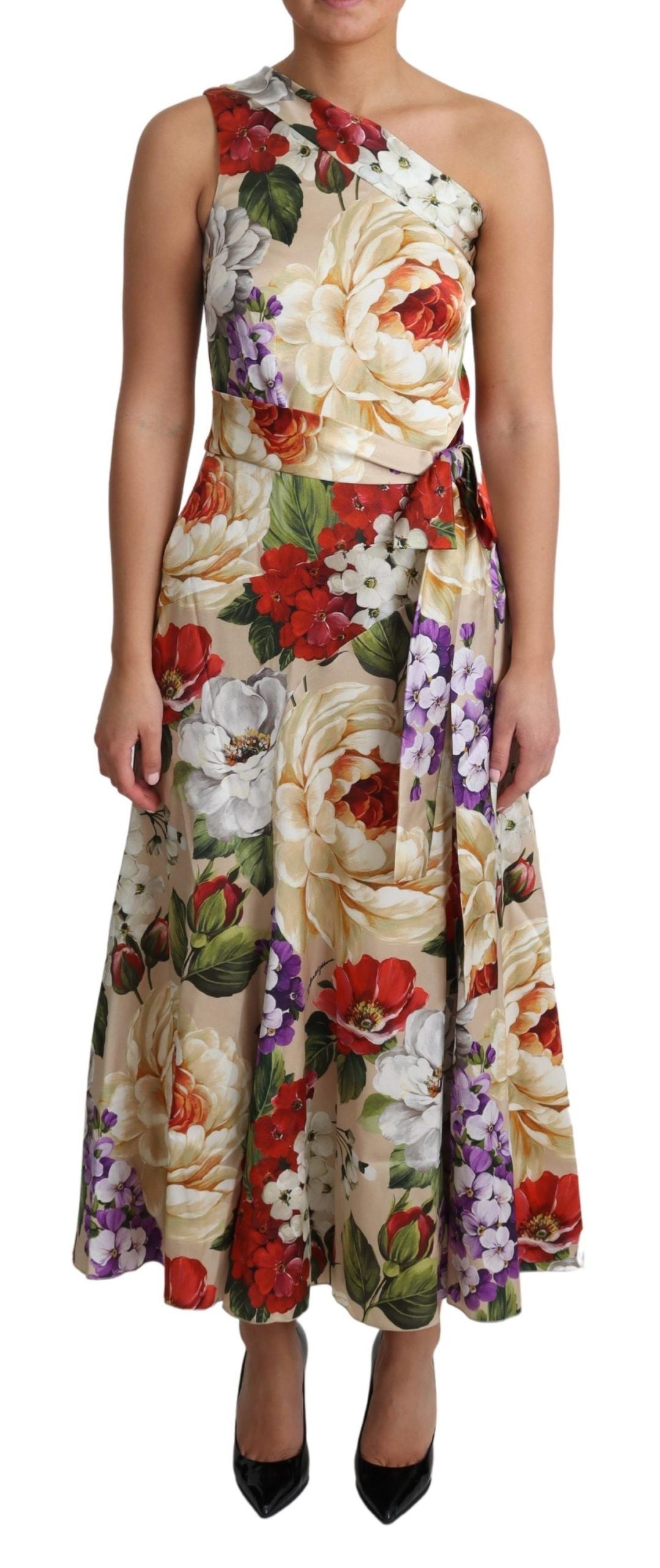 Dolce &amp; Gabbana Print Seidenstretch One-Shoulder-Kleid mit Blumenmuster