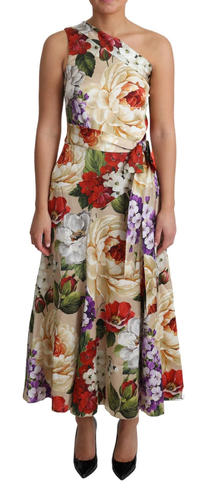 Dolce &amp; Gabbana Print Seidenstretch One-Shoulder-Kleid mit Blumenmuster