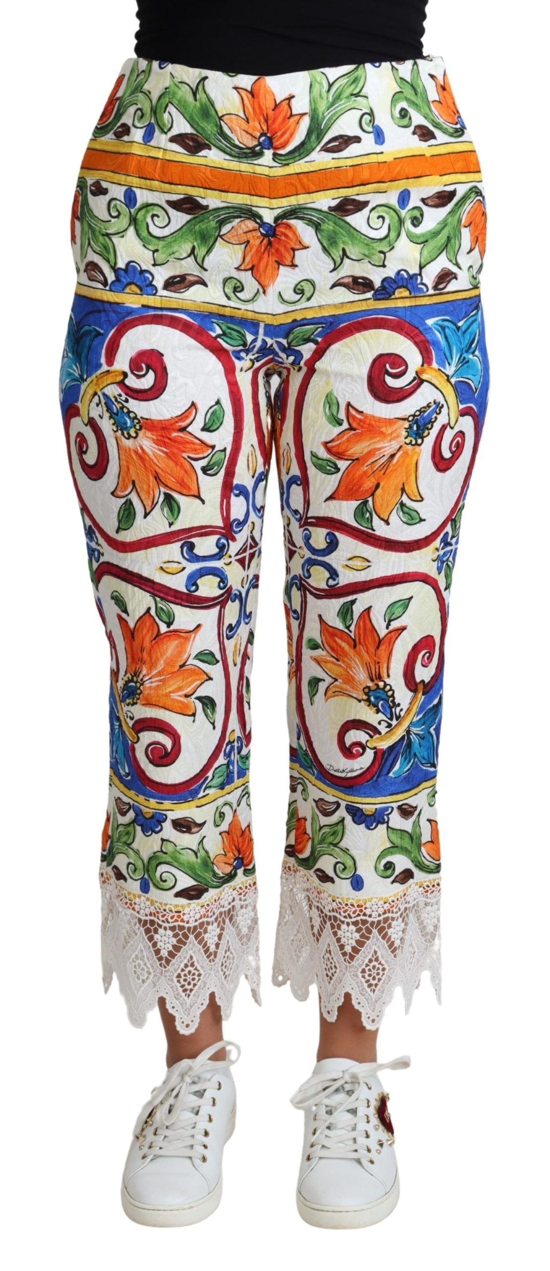 Dolce &amp; Gabbana – Baumwollhose mit mehrfarbigem Majolika-Print