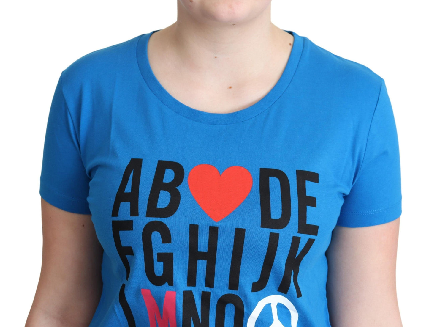 Moschino – Blaue Oberteile aus Baumwolle mit Alphabet-Buchstaben-Print