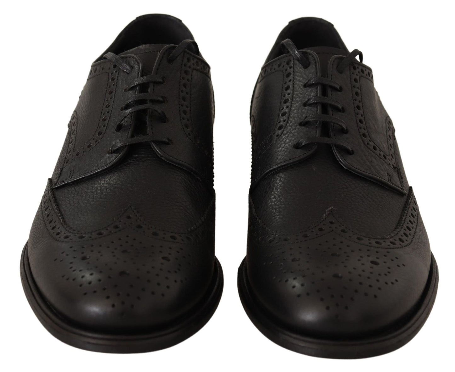 Dolce &amp; Gabbana – Oxford-Schuhe aus schwarzem Leder mit Flügelkappe