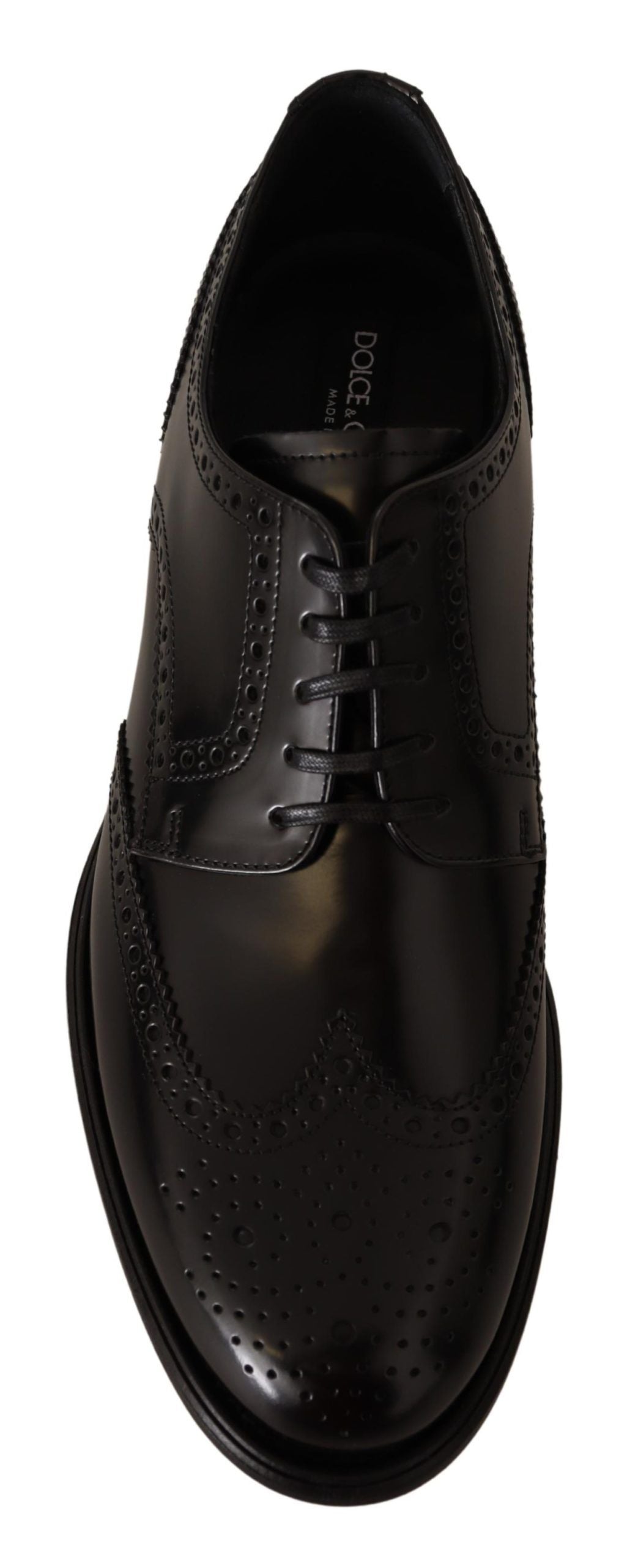 Dolce &amp; Gabbana – Formelle Oxford-Schuhe aus schwarzem Leder mit Flügelkappe