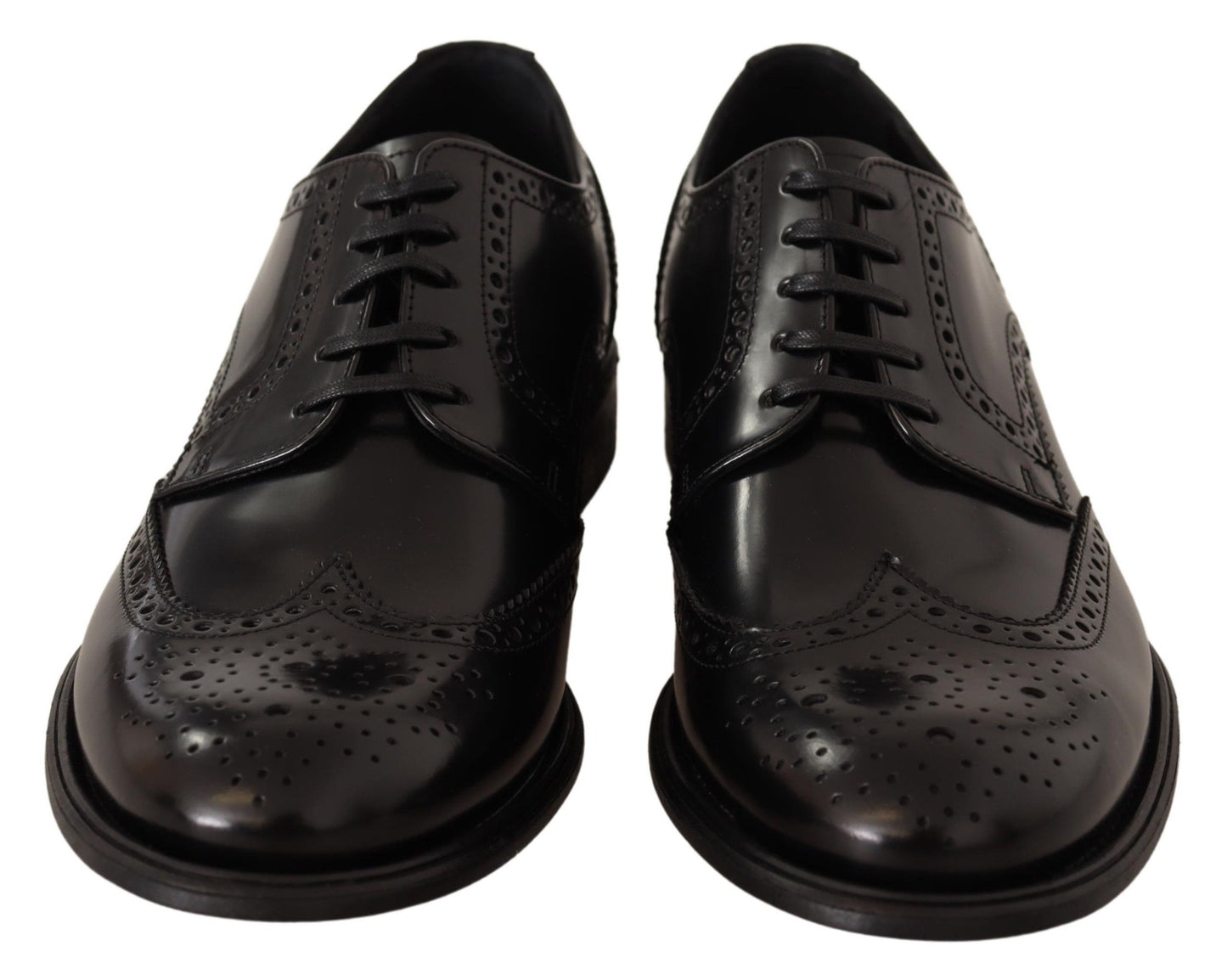 Dolce &amp; Gabbana – Formelle Oxford-Schuhe aus schwarzem Leder mit Flügelkappe