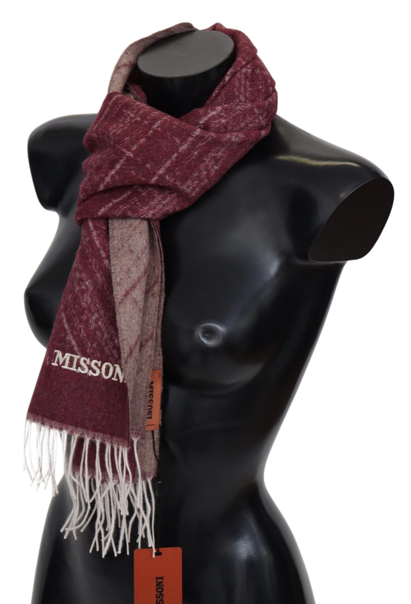 Missoni – Kastanienbrauner Unisex-Halswickelschal aus 100 % Kaschmir mit Fransen