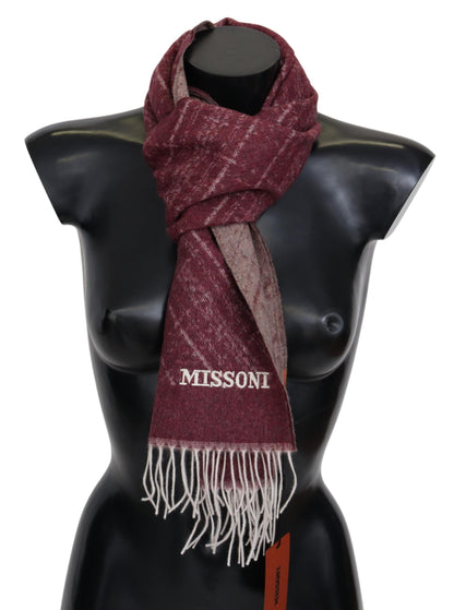 Missoni – Kastanienbrauner Unisex-Halswickelschal aus 100 % Kaschmir mit Fransen