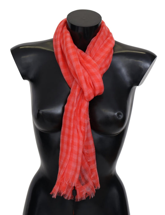 Missoni – Orange karierter Unisex-Wickelschal aus Kaschmir mit Fransen