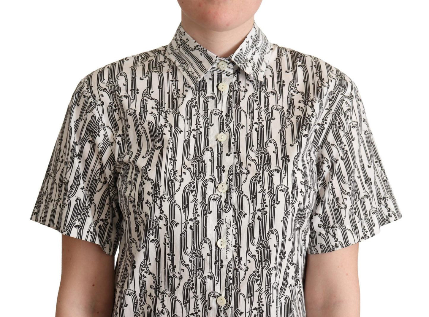 Dolce &amp; Gabbana – Weiße Bluse mit Blumenkragen