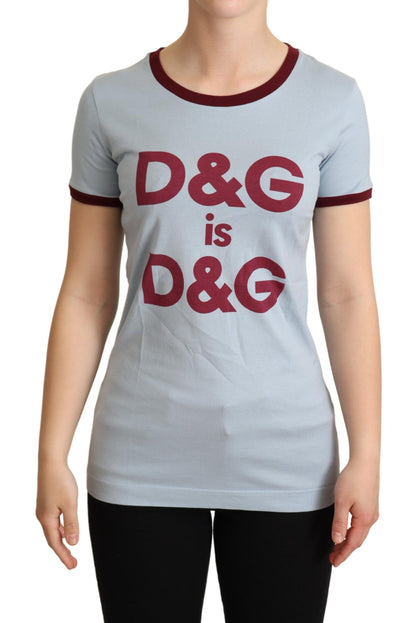Dolce &amp; Gabbana – Blaues D&amp;G-Top-T-Shirt mit Rundhalsausschnitt