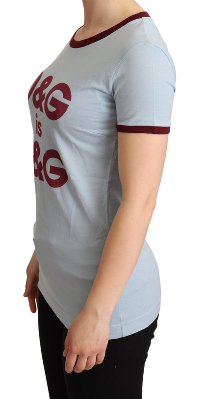 Dolce &amp; Gabbana – Blaues D&amp;G-Top-T-Shirt mit Rundhalsausschnitt