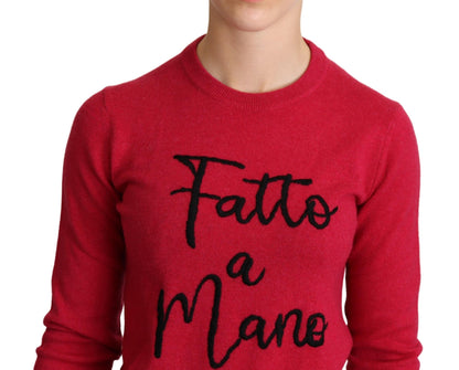 Dolce &amp; Gabbana – Rosa Pullover aus bestickter Kaschmirwolle