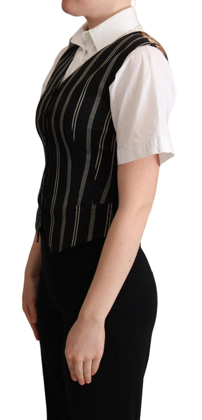 Dolce &amp; Gabbana – Weste mit schwarzem Streifen und Leopardenmuster