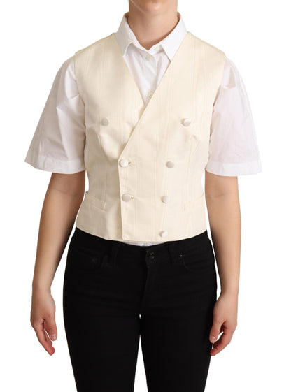 Dolce &amp; Gabbana Beige Seidenweste ohne Ärmel