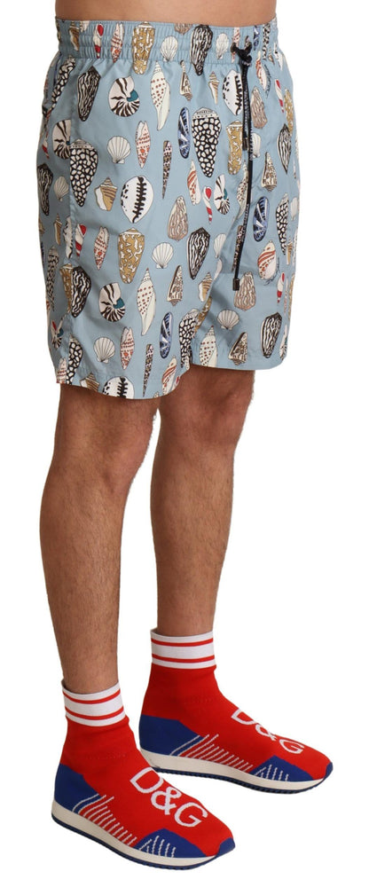 Dolce & Gabbana Blue Seashell Beachwear Swimwear Shorts