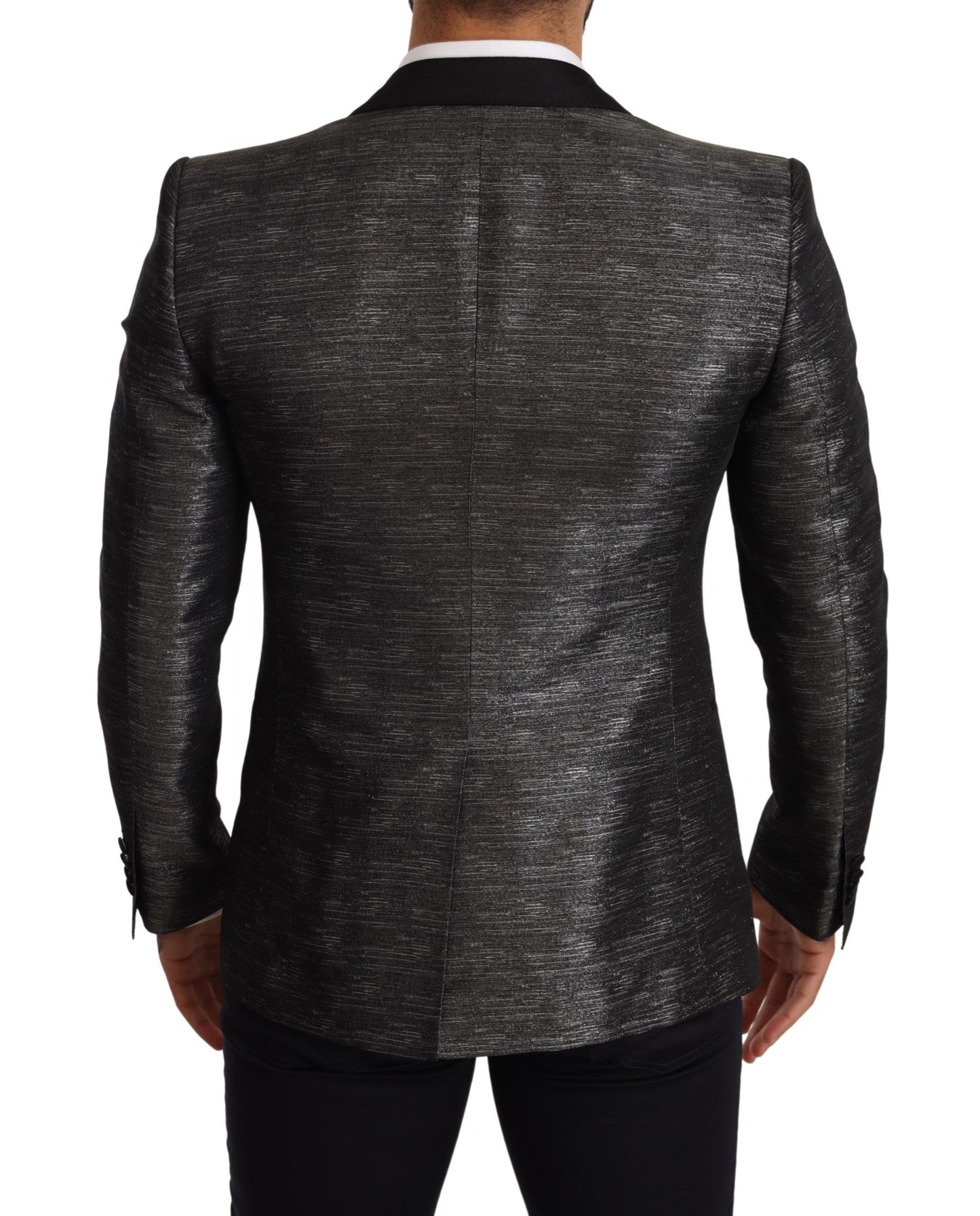 Dolce &amp; Gabbana – Grau-metallic-schwarzer Slim-Smoking-Blazer