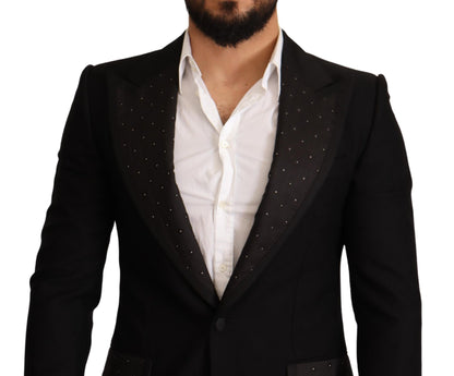 Dolce &amp; Gabbana – Schmal geschnittener Mantel-Blazer aus schwarzer Wolle