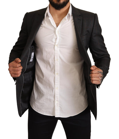 Dolce &amp; Gabbana – Grau karierte Slim Fit-Blazerjacke aus Wolle