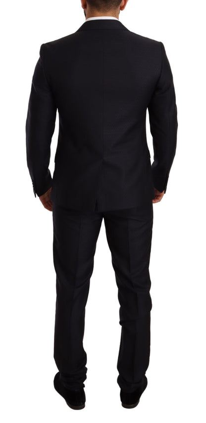 Dolce &amp; Gabbana – Blau gemusterter MARTINI SLIM FIT 2-teiliger Anzug