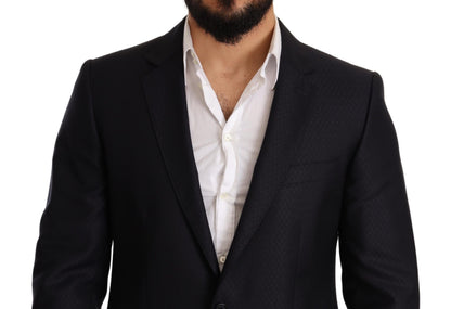 Dolce &amp; Gabbana – Blau gemusterter MARTINI SLIM FIT 2-teiliger Anzug