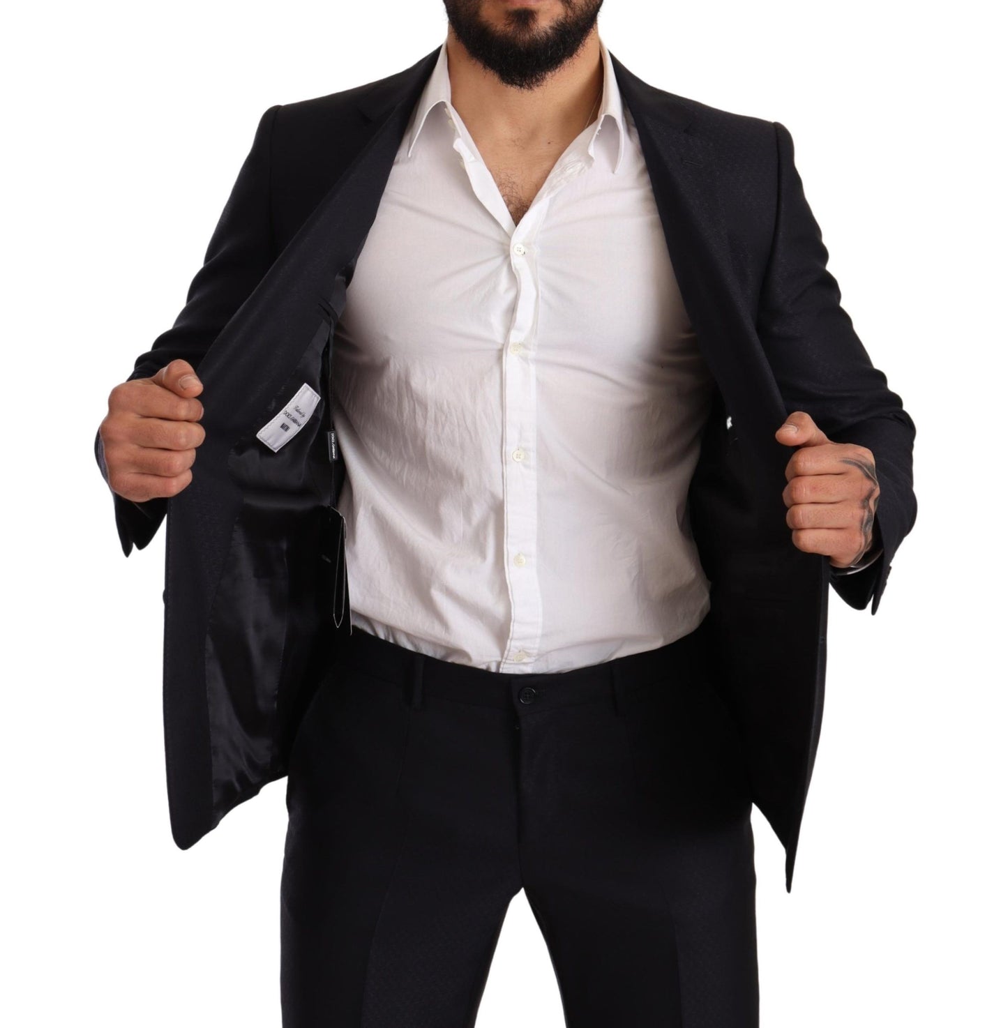 Dolce &amp; Gabbana – Blau gemusterter MARTINI SLIM FIT 2-teiliger Anzug