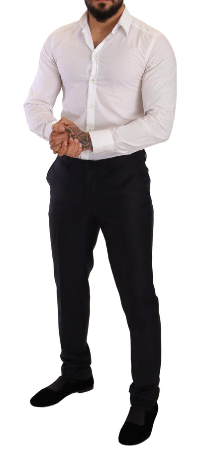 Dolce &amp; Gabbana – Blau gemusterter MARTINI SLIM FIT 2-teiliger Anzug