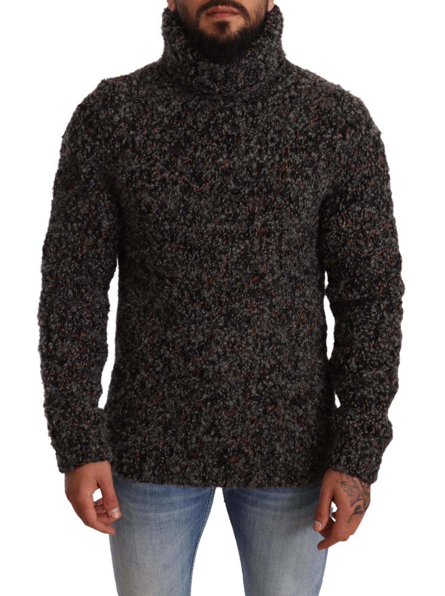 Dolce &amp; Gabbana Grauer Rollkragenpullover aus Wollmischung