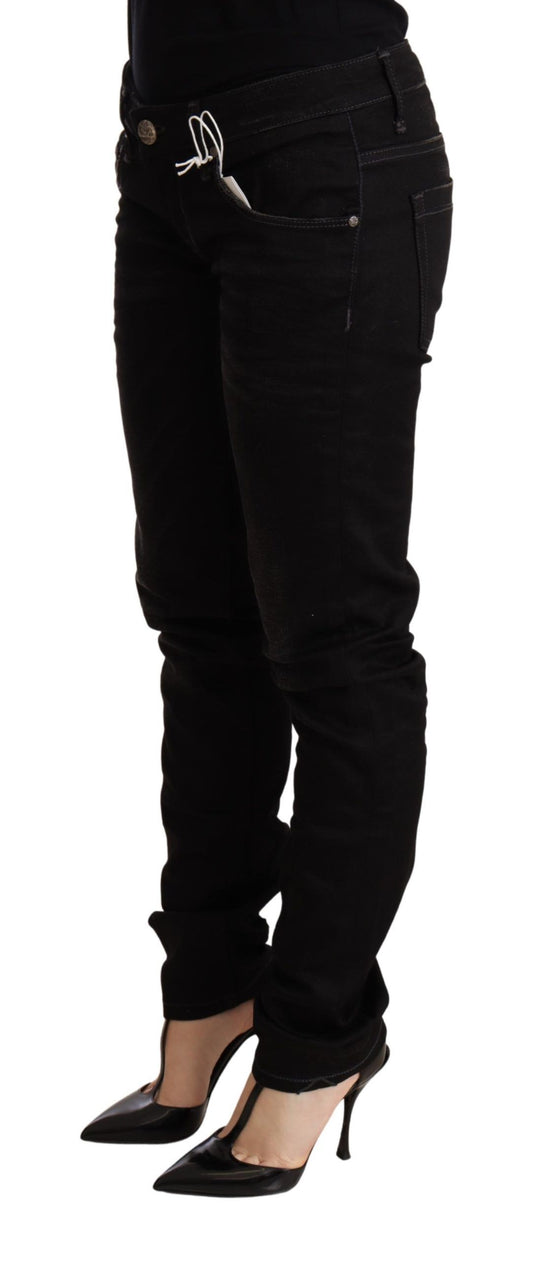 Acht – Schwarze Skinny-Jeans aus Baumwolle mit niedriger Taille