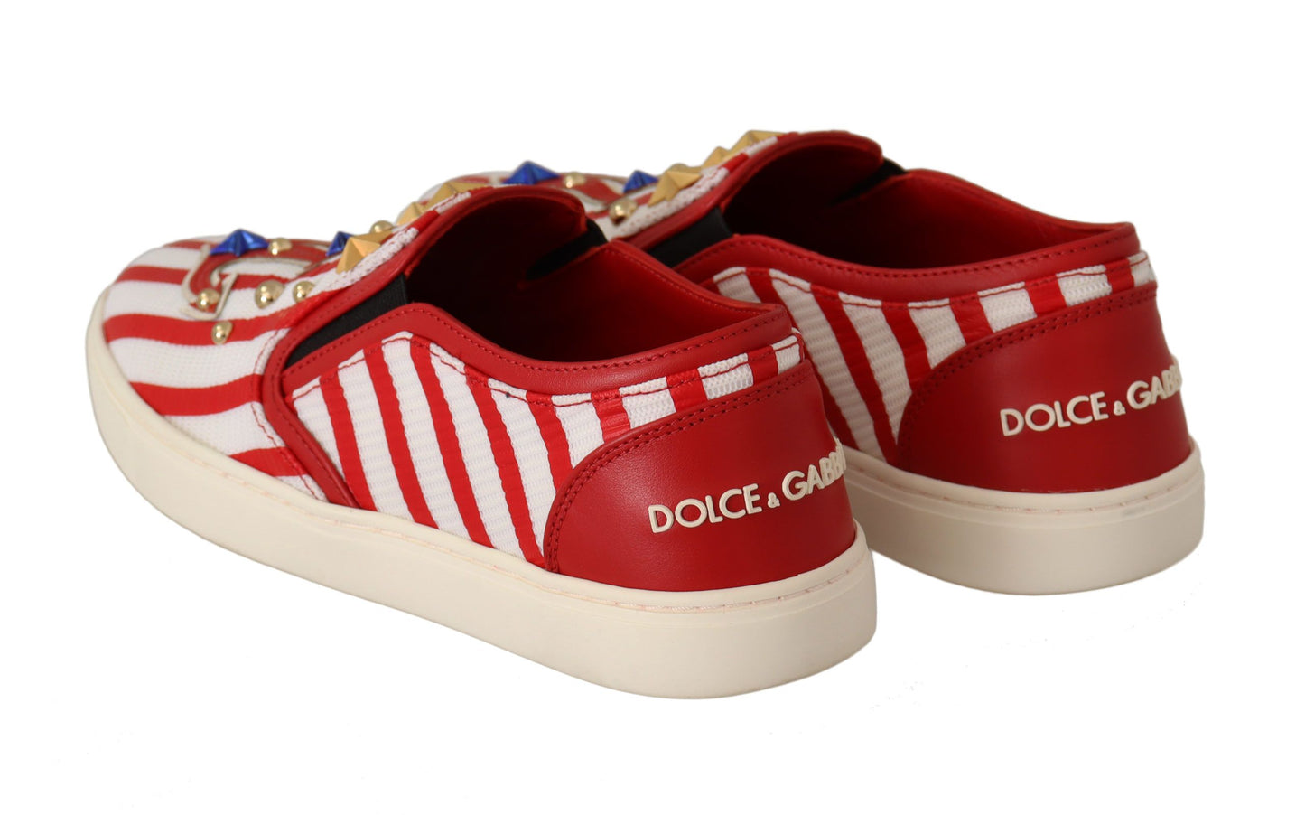 Dolce &amp; Gabbana – Loafer mit Anker-Nieten in Rot und Weiß
