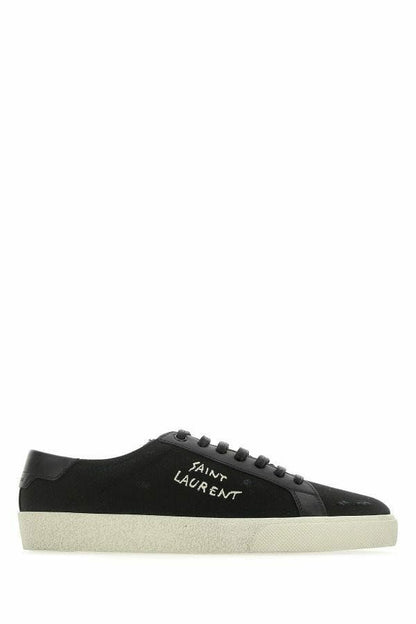 Saint Laurent – ​​Elegante Low-Top-Sneakers aus schwarzem Canvas und Leder