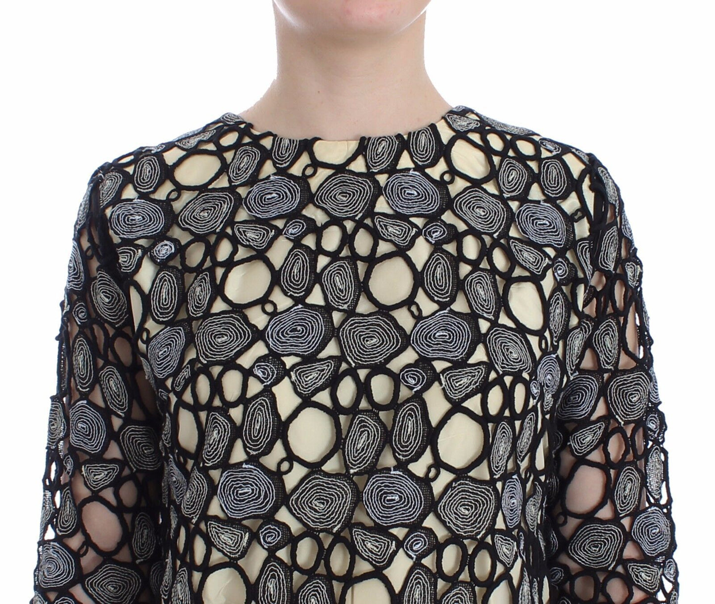 Lanre Da Silva Ajayi Schwarz Creme Etuikleid Shift Minikleid