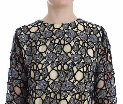 Lanre Da Silva Ajayi Schwarz Creme Etuikleid Shift Minikleid