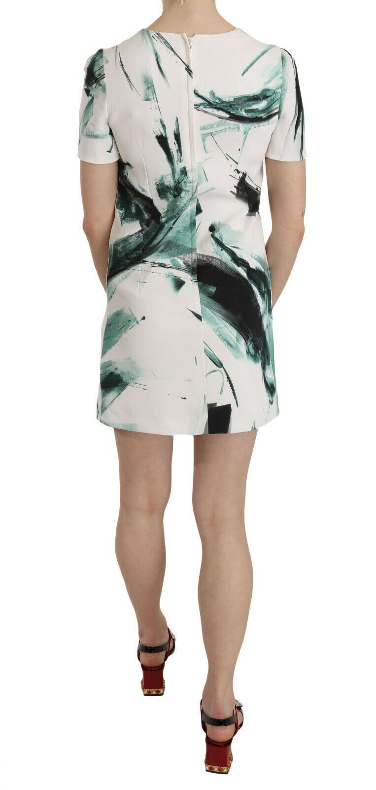 Dolce &amp; Gabbana – Kurzes Mini-Etuikleid in Weiß und Schwarz und Blau