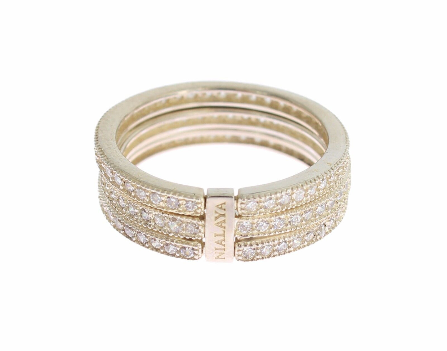 Nialaya Silver Damen-Ring aus 925er Sterlingsilber mit klarem Zirkonia