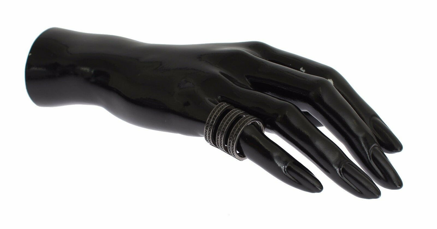 Nialaya Ring aus rhodiniertem 925er Silber mit schwarzen Zirkoniasteinen