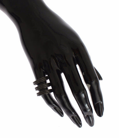 Nialaya Ring aus rhodiniertem 925er Silber mit schwarzen Zirkoniasteinen