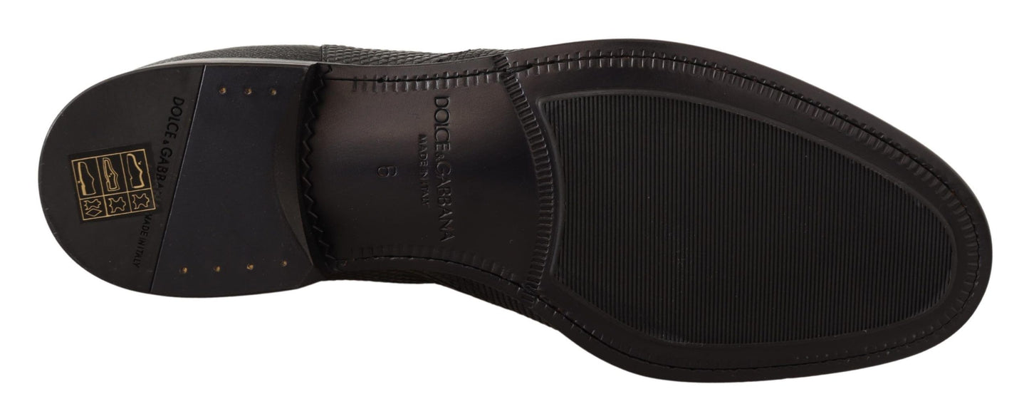 Dolce &amp; Gabbana – Stiefeletten aus schwarzem Leder mit Eidechsenhaut