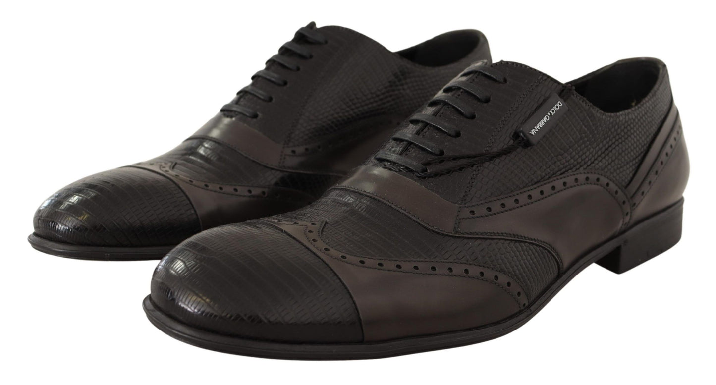 Dolce &amp; Gabbana – Oxford-Schuhe aus braunem Eidechsenleder
