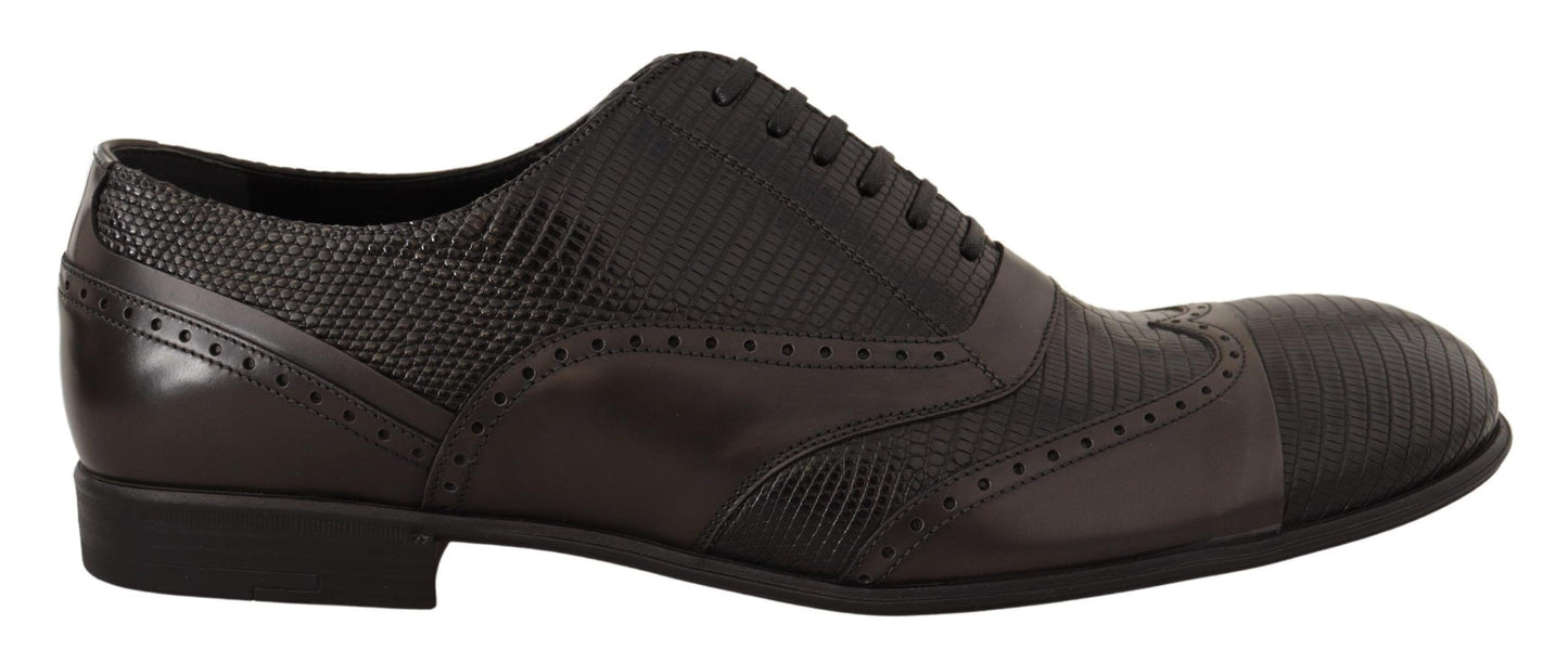 Dolce &amp; Gabbana – Oxford-Schuhe aus braunem Eidechsenleder