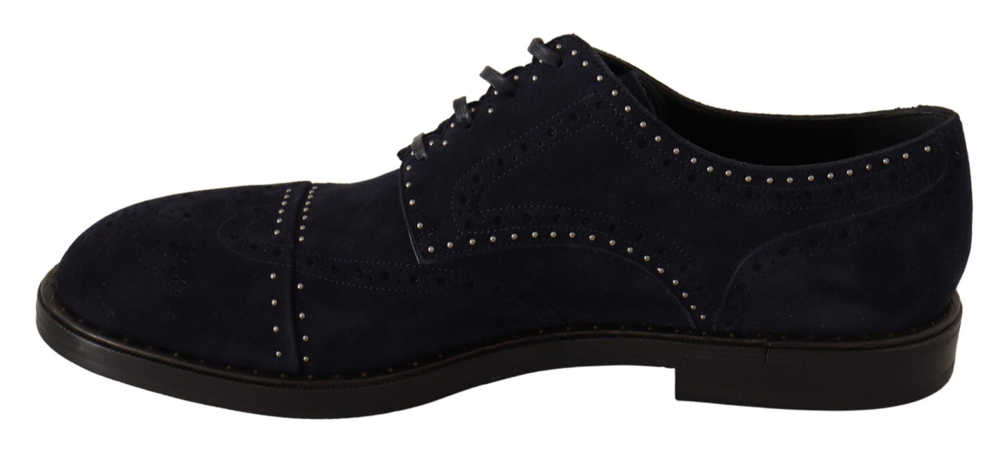 Dolce &amp; Gabbana – Derby-Schuhe aus blauem Wildleder mit Nieten