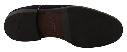 Dolce &amp; Gabbana – Derby-Schuhe aus blauem Wildleder mit Nieten