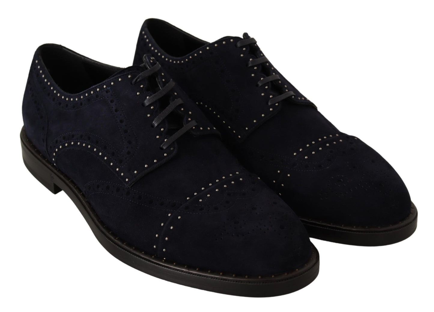Dolce &amp; Gabbana – Derby-Schuhe aus blauem Wildleder mit Nieten