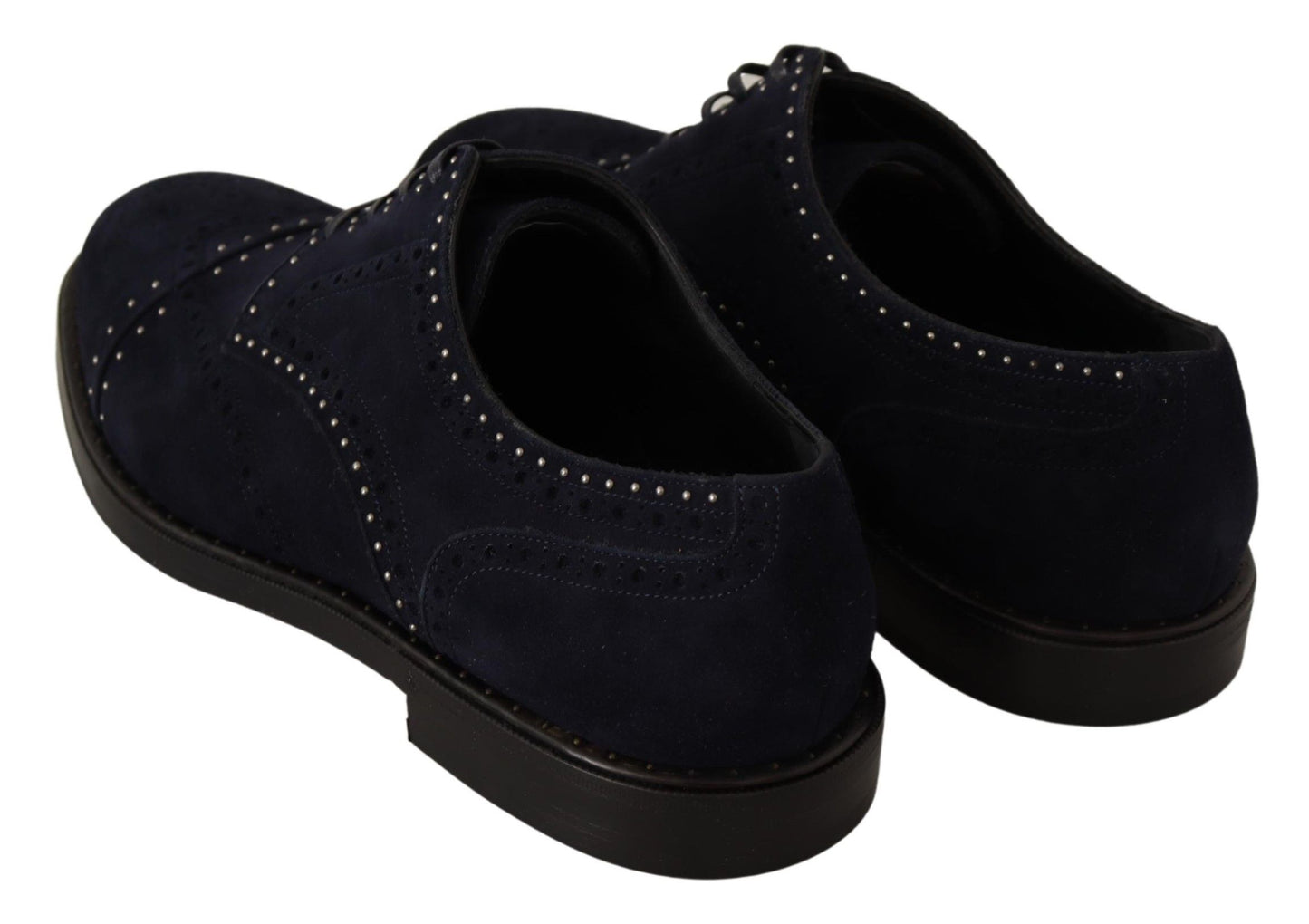 Dolce &amp; Gabbana – Derby-Schuhe aus blauem Wildleder mit Nieten