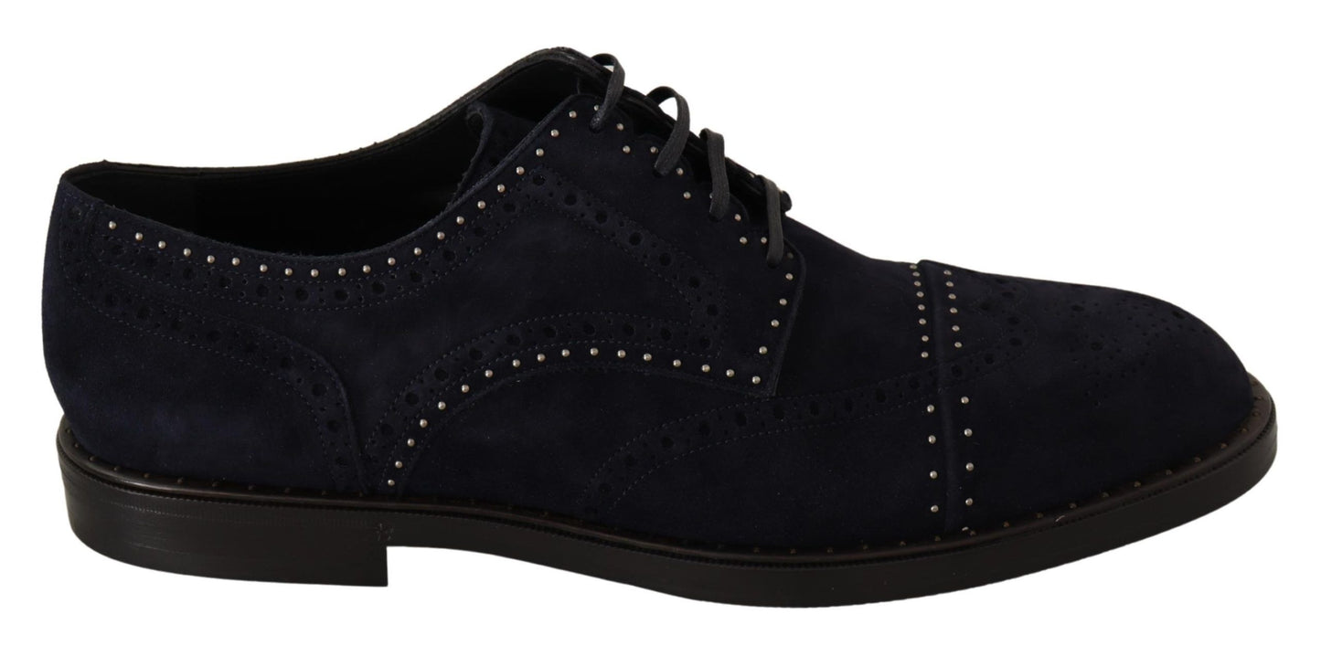 Dolce &amp; Gabbana – Derby-Schuhe aus blauem Wildleder mit Nieten
