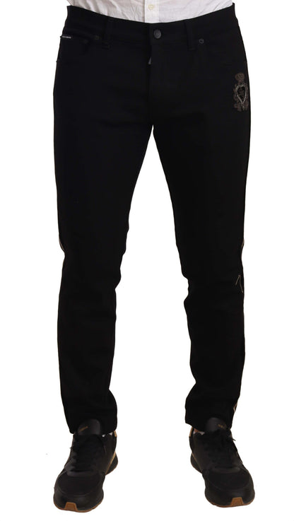 Dolce & Gabbana Black Skinny Fit Denim Side Band Jeans Pant