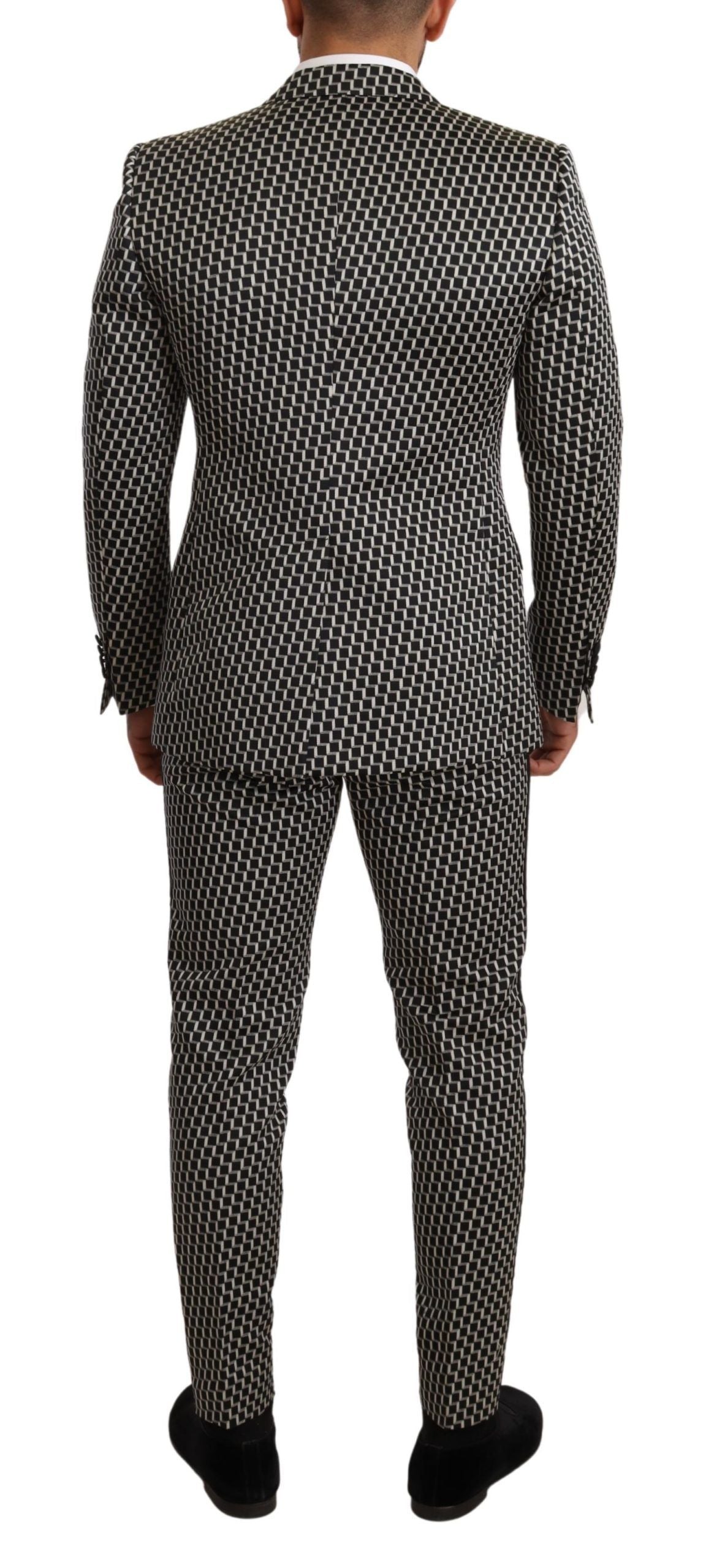 Dolce &amp; Gabbana – Schwarz-weiß kariertes 3-teiliges MARTINI-Anzug-Set